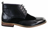 Muške crne kožne brogue čizme od brušene kože, elegantne ležerne čizme do gležnja s čipkom