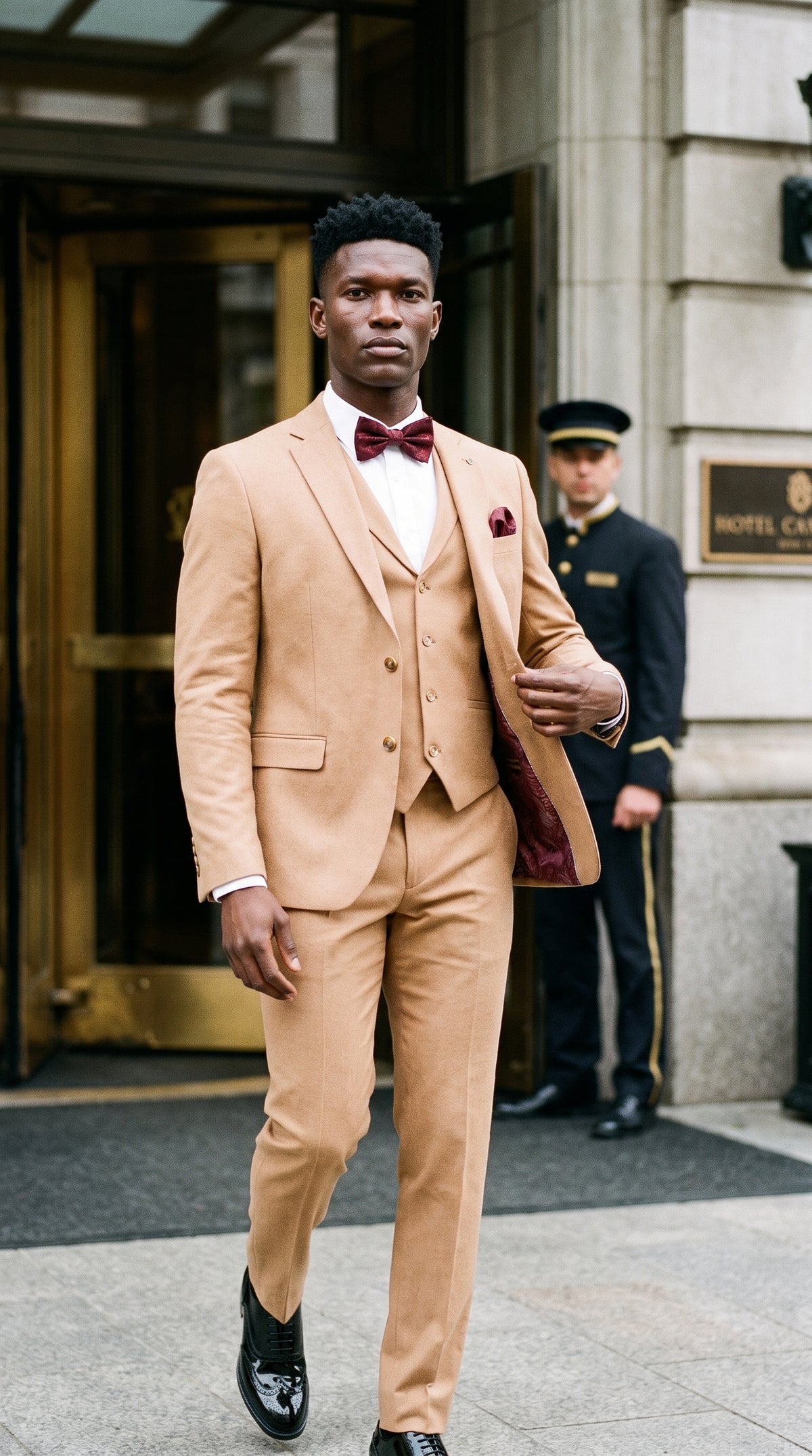 Look #644 styled with TP-23 - Muško ljetno vjenčano odijelo od 3 dijela boje devine tkanine od lana