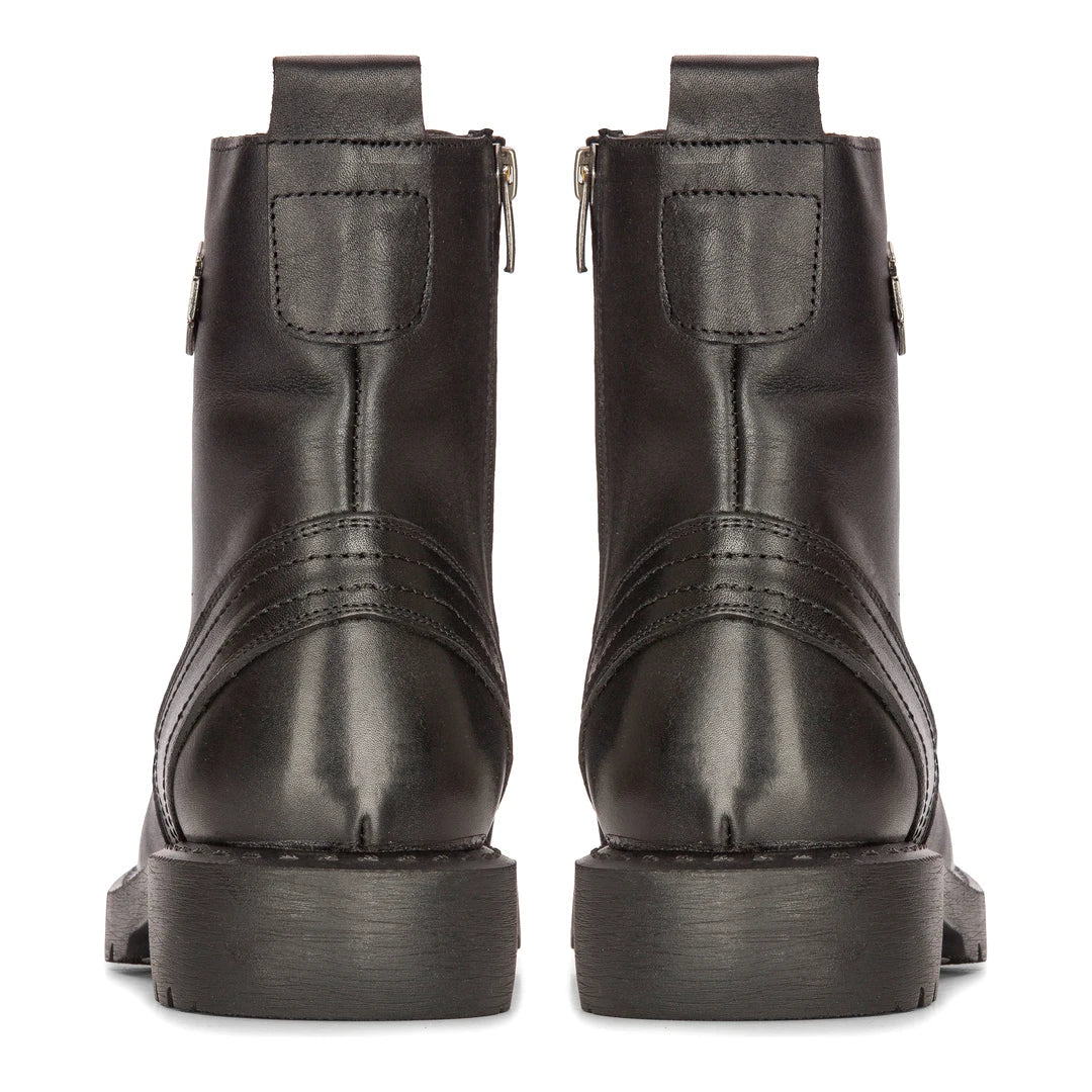 Muške crne kožne motociklističke čizme, western rock punk, gležnjače s vezicama, vojničke