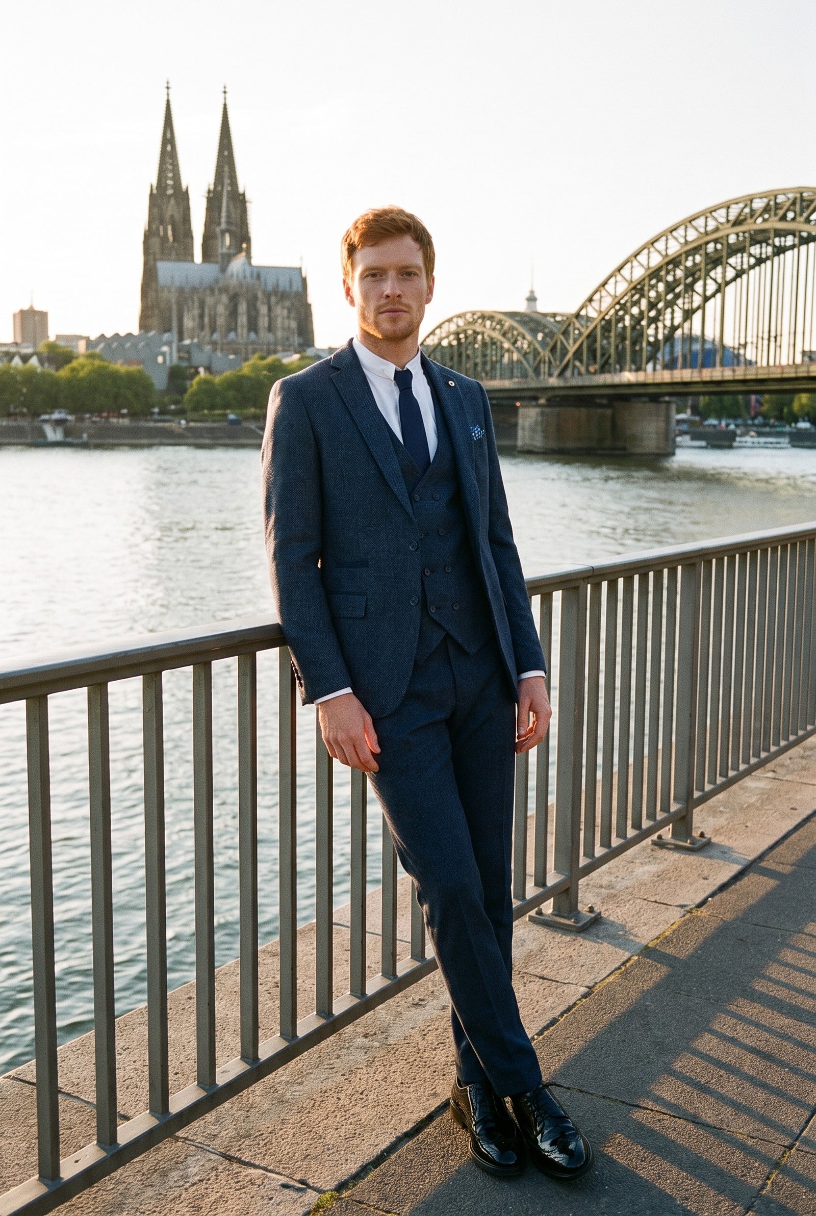 Look #382 styled with Muško tamnoplavo odijelo od 3 dijela s dvostrukim prslukom