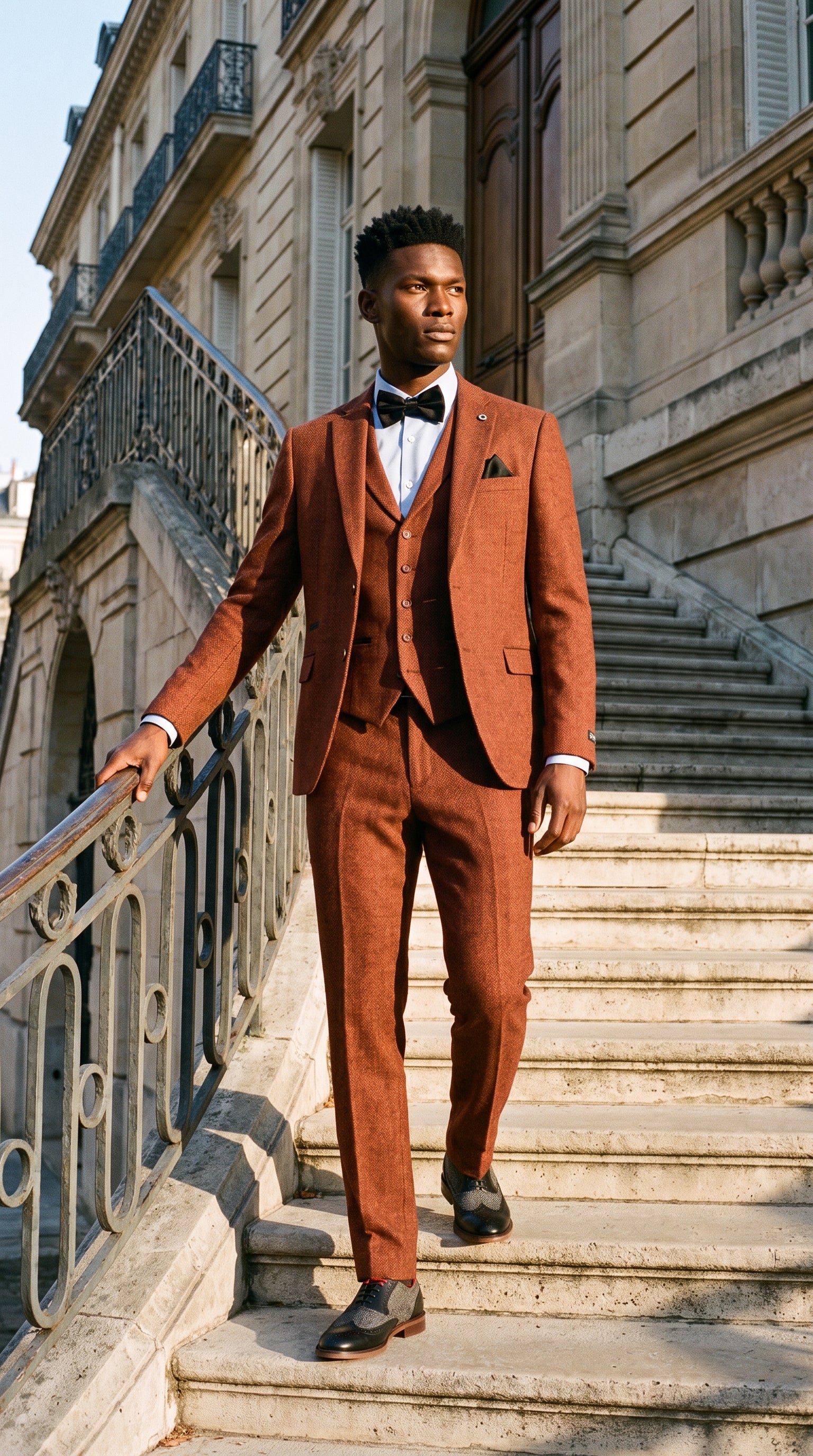 Look #279 styled with Odijelo od tvida s trodijelnim uzorkom hrđe i riblje kosti
