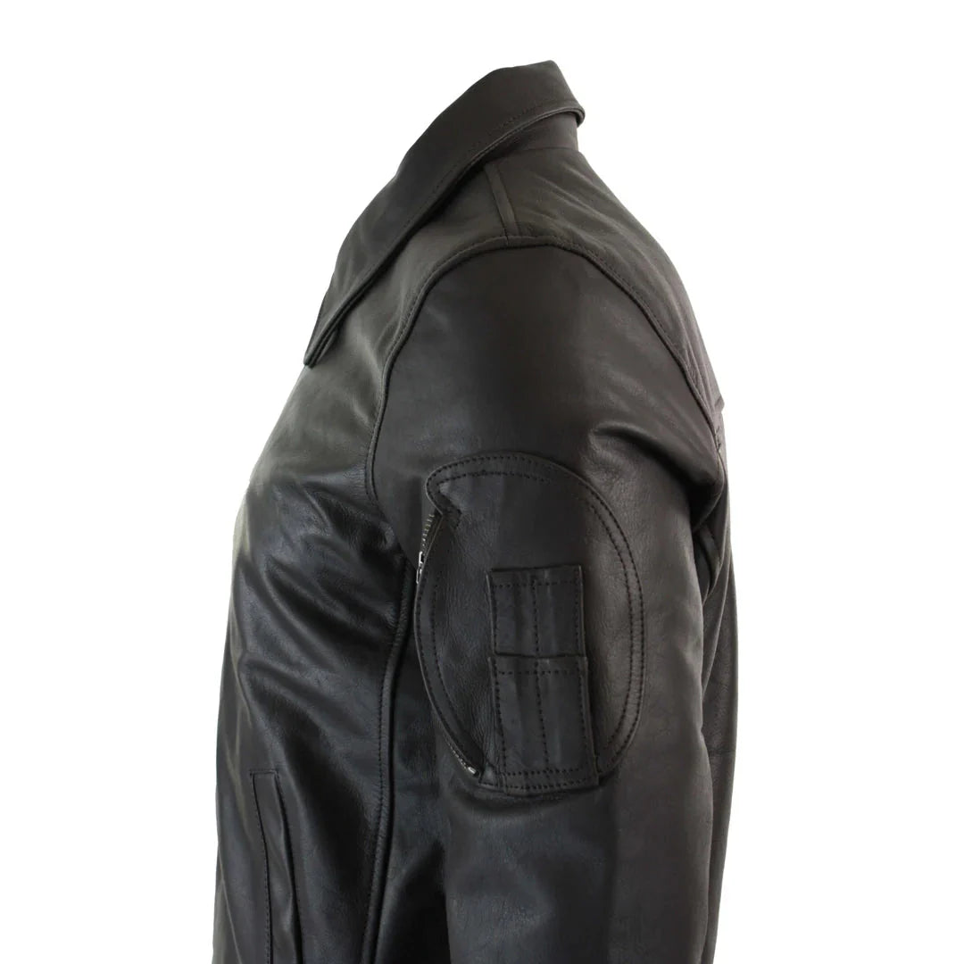 Muška kožna smeđa pilotska bomber jakna Harrington