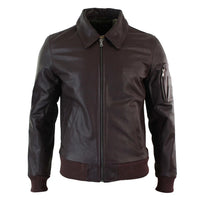 Muška kožna Harrington bordo bomber klasična pilotska jakna