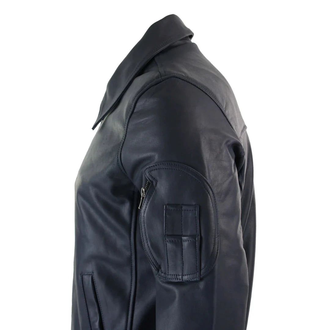 Muška kožna Harrington mornarsko plava bomber klasična pilotska jakna