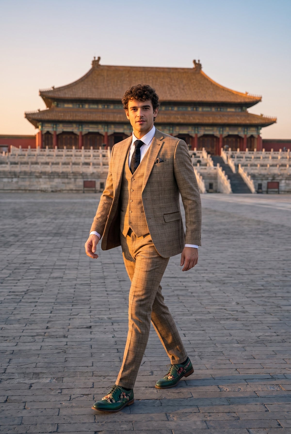 Look #278 styled with Liam - Muško smeđe karirano odijelo od 3 dijela