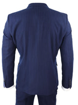 Tamnoplavo prugasto odijelo Mafia s dvostrukim kopčanjem