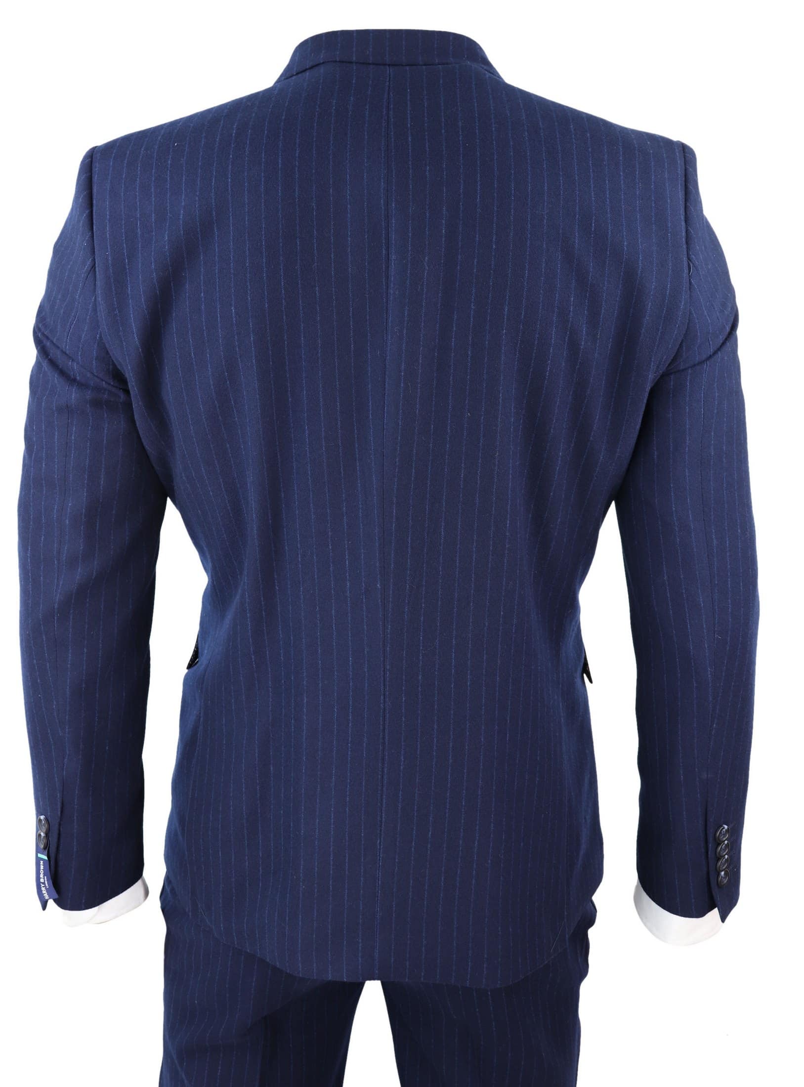 Tamnoplavo prugasto odijelo Mafia s dvostrukim kopčanjem