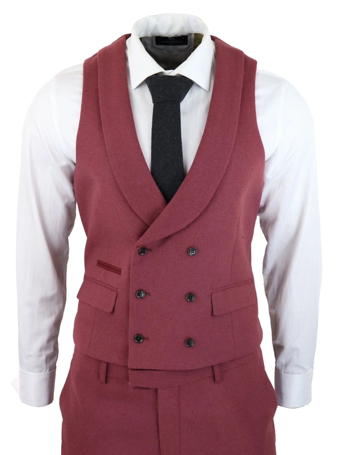Muško vuneno odijelo od 3 dijela, bordo crveno, dvostruko kopčanje, za vjenčanje, vintage stil, 1920-e