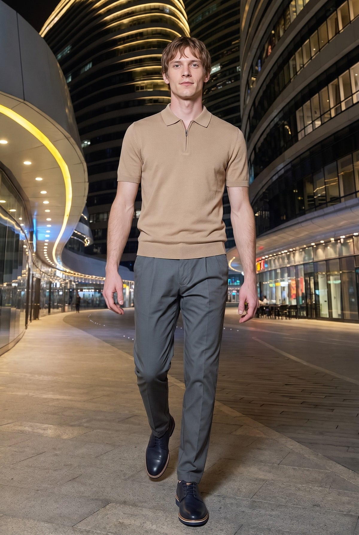 Look #977 styled with Kaduljasto zelene plisirane elegantne ležerne hlače za muškarce, klasičan kroj