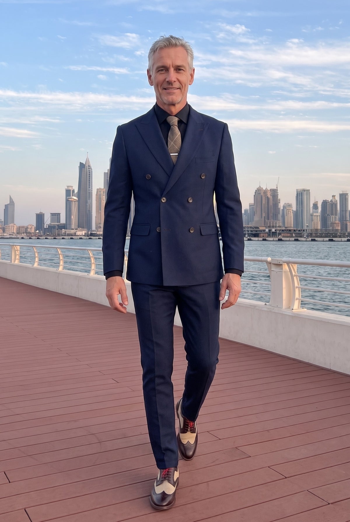 Look #638 styled with Mayfair - Muško tamnoplavo odijelo od 2 dijela s dvostrukim remenom