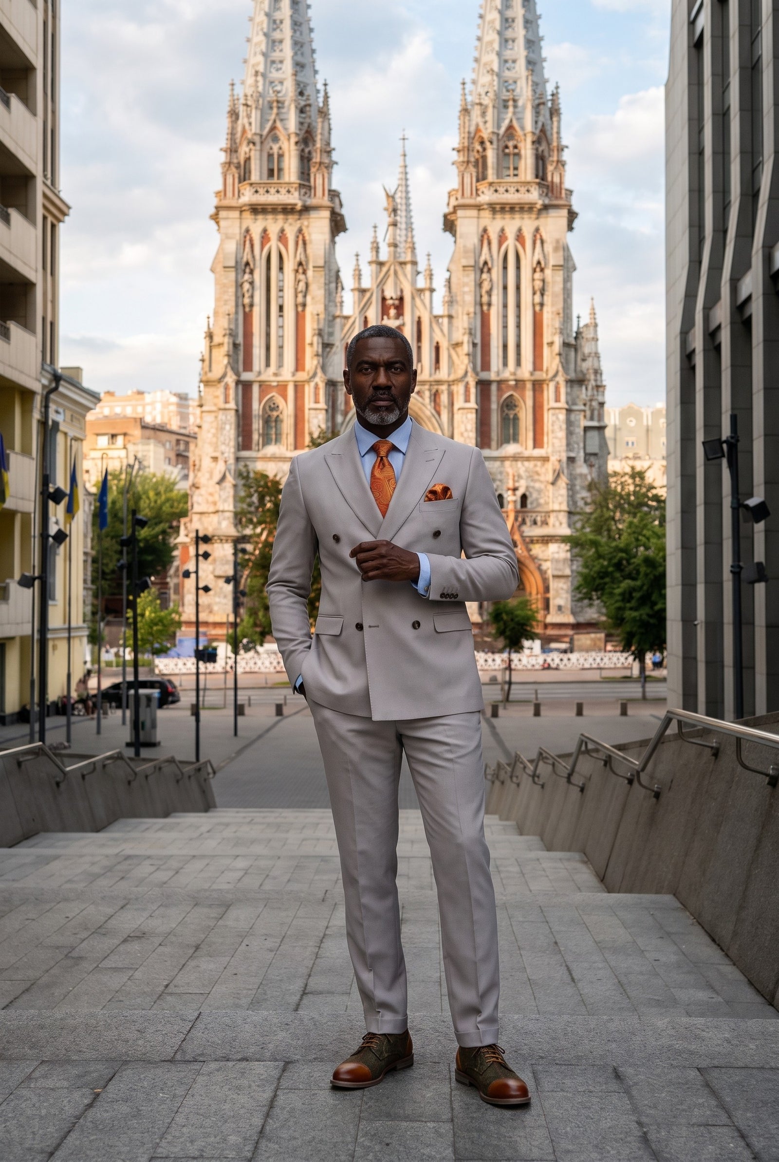 Look #655 styled with Mayfair - Muško kameno dvodijelno odijelo s dvostrukim remenom