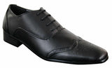 Gio Gino 907001 Muške crne elegantne formalne brogue cipele s vezicama od umjetne kože Gatsby talijanske klasike