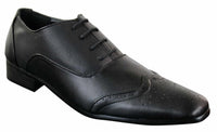 Gio Gino 907001 Muške crne elegantne formalne brogue cipele s vezicama od umjetne kože Gatsby talijanske klasike