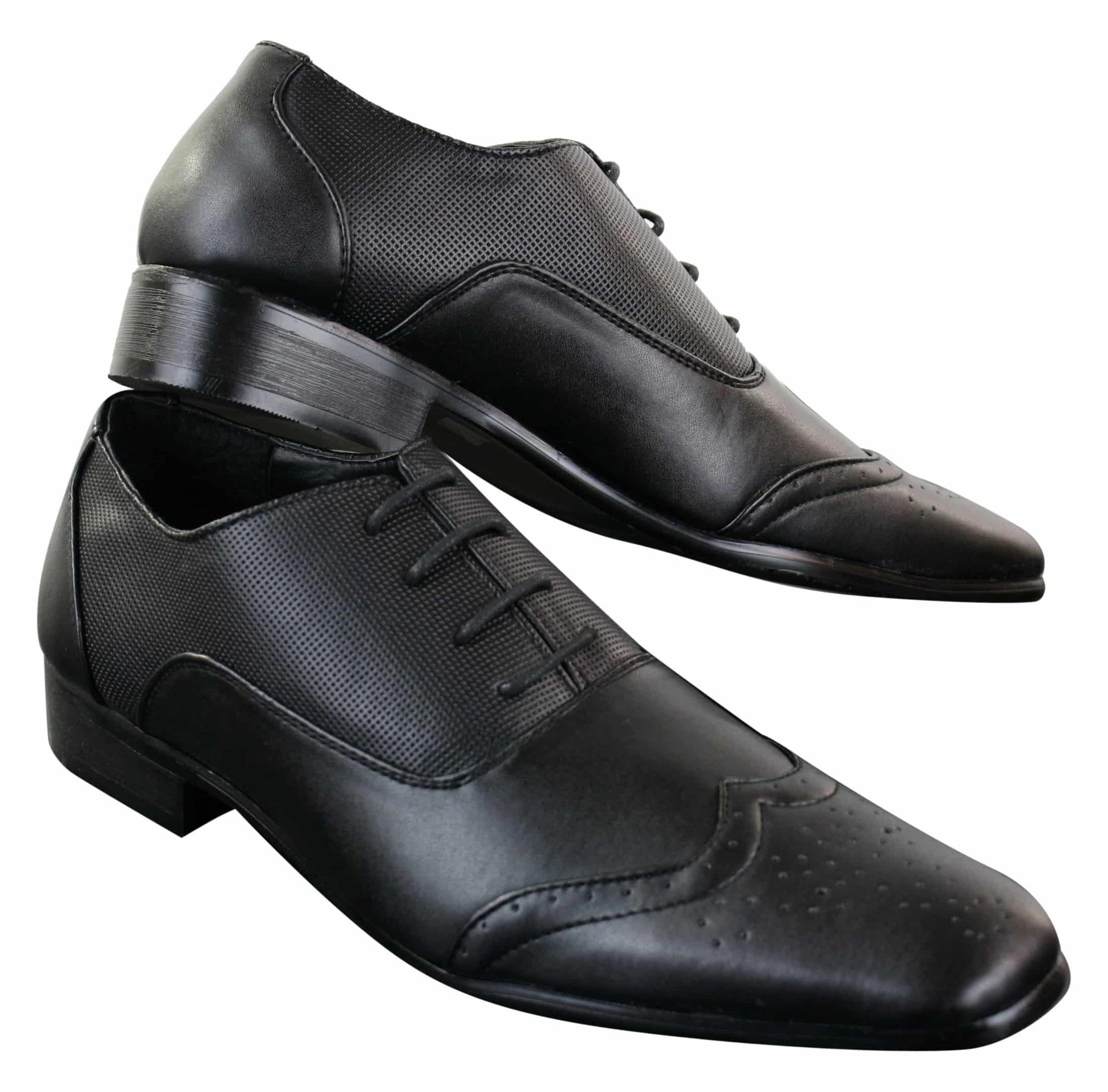 Gio Gino 907001 Muške crne elegantne formalne brogue cipele s vezicama od umjetne kože Gatsby talijanske klasike