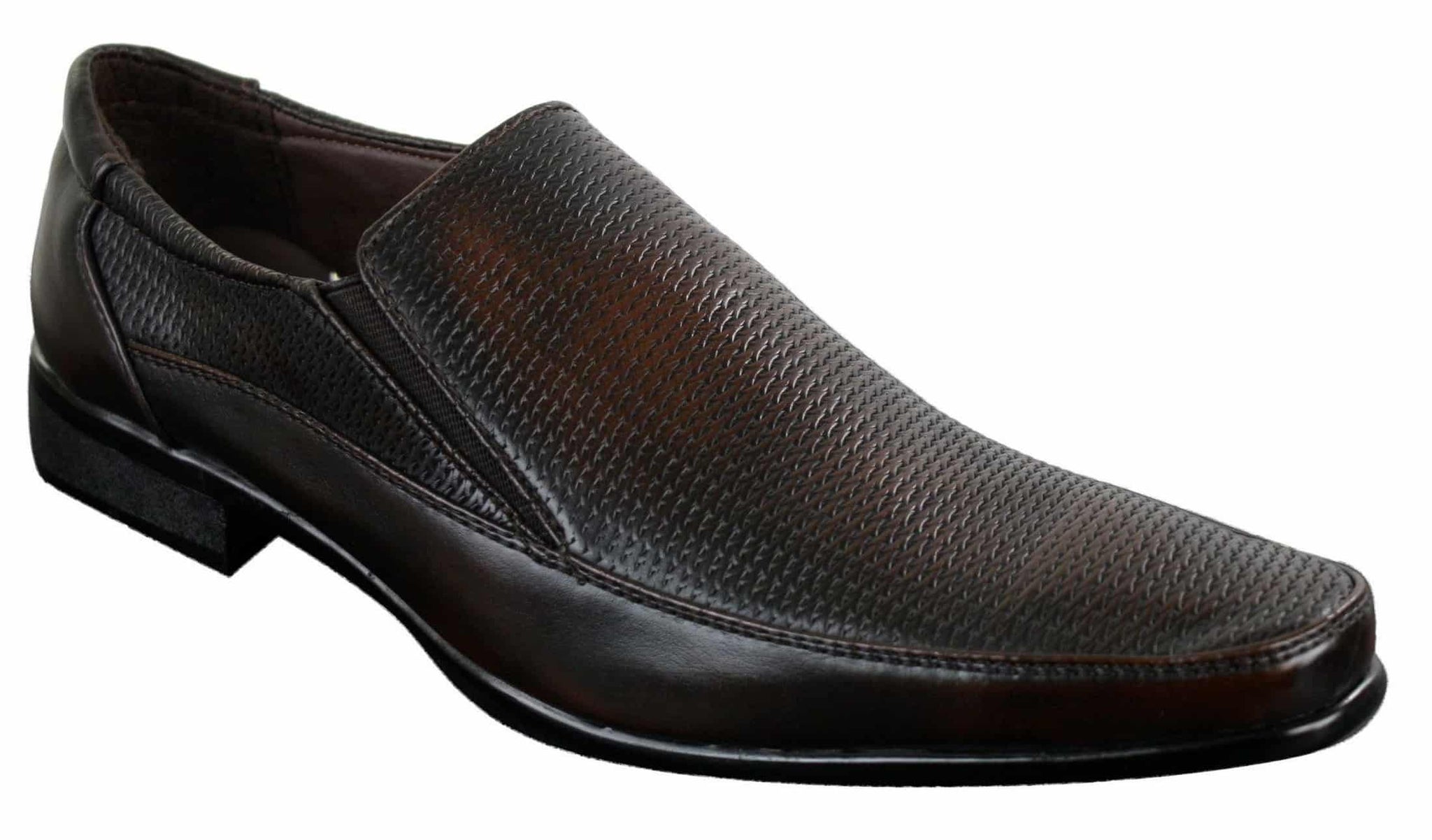 Muške smeđe crne formalne elegantne cipele slip-on teksturom od PU kože talijanskog dizajna
