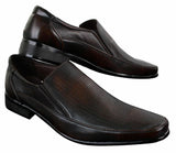 Muške smeđe crne formalne elegantne cipele slip-on teksturom od PU kože talijanskog dizajna