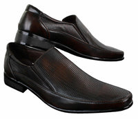 Muške smeđe crne formalne elegantne cipele slip-on teksturom od PU kože talijanskog dizajna