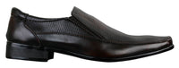 Muške smeđe crne formalne elegantne cipele slip-on teksturom od PU kože talijanskog dizajna