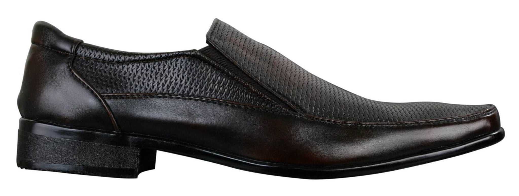 Muške smeđe crne formalne elegantne cipele slip-on teksturom od PU kože talijanskog dizajna