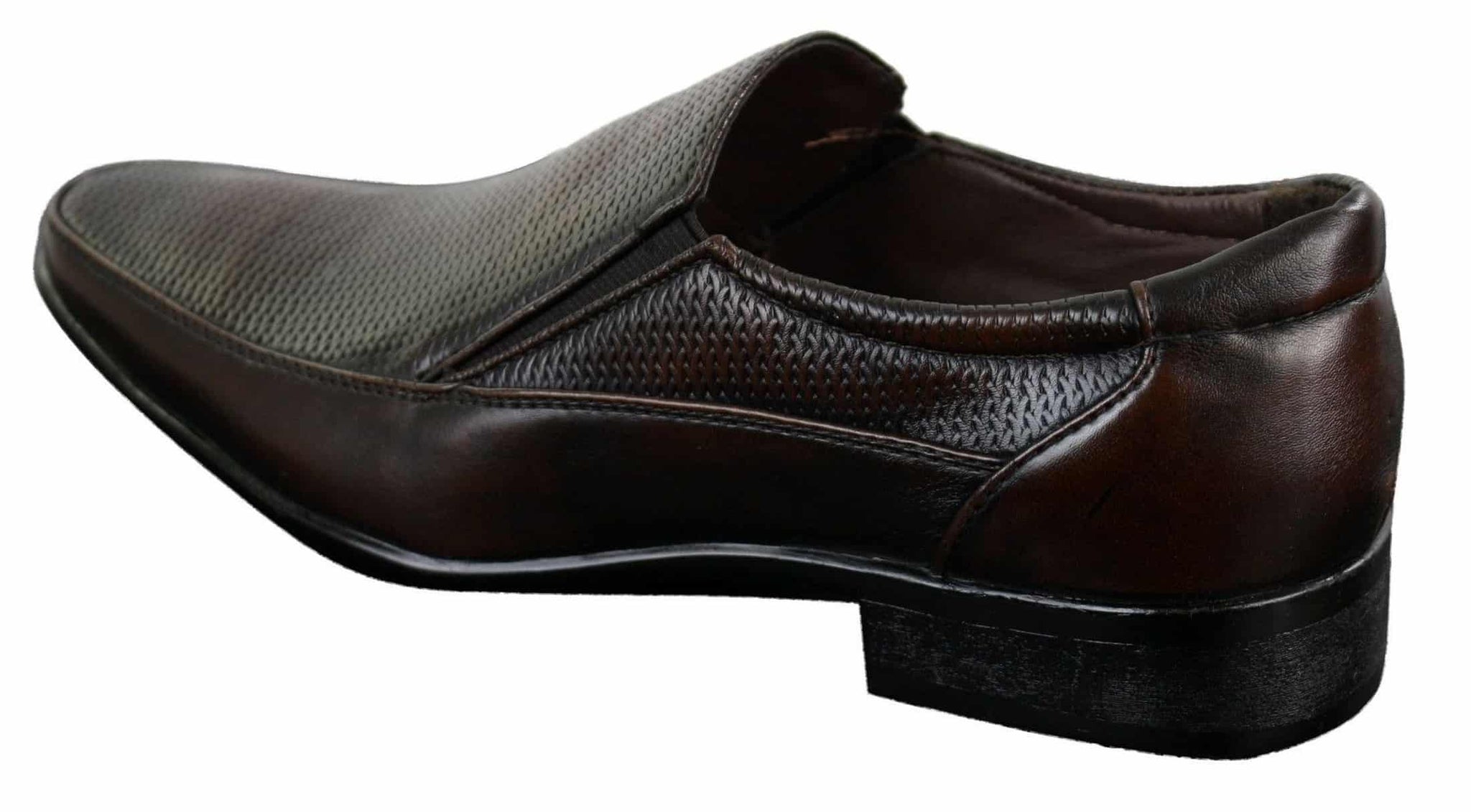 Muške smeđe crne formalne elegantne cipele slip-on teksturom od PU kože talijanskog dizajna