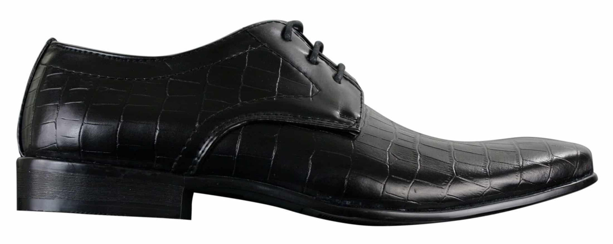 Muške crno-smeđe cipele od umjetne kože s krokodilskom zmijom i vezicama, elegantne, formalne i špicaste