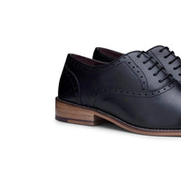 Muške klasične brogue cipele od prave kože, crne, elegantne, formalne, kožne, vintage
