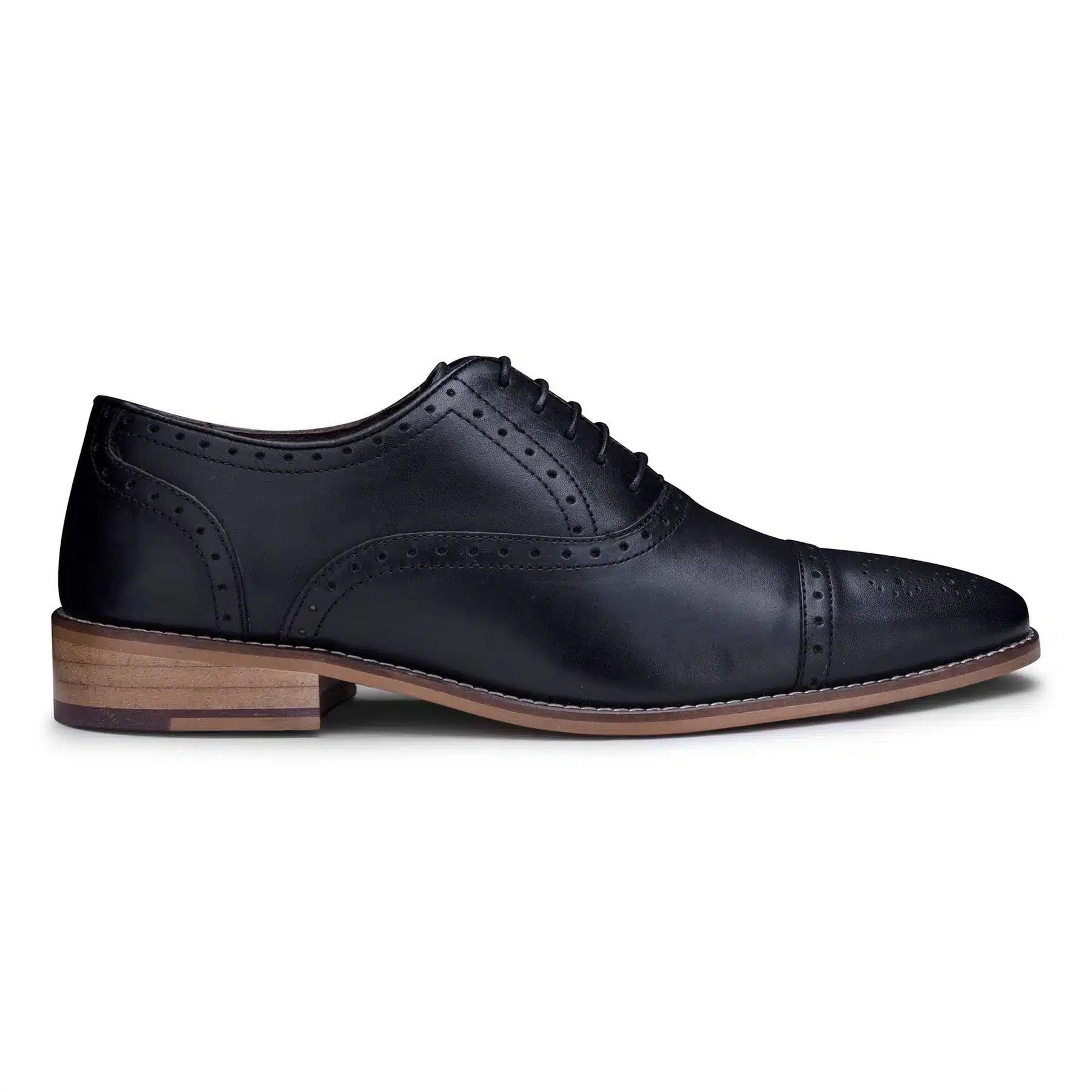 Muške klasične brogue cipele od prave kože, crne, elegantne, formalne, kožne, vintage