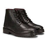 Muške vojne čizme s vezicama od prave kože, brogue, punk rock, crno-smeđe