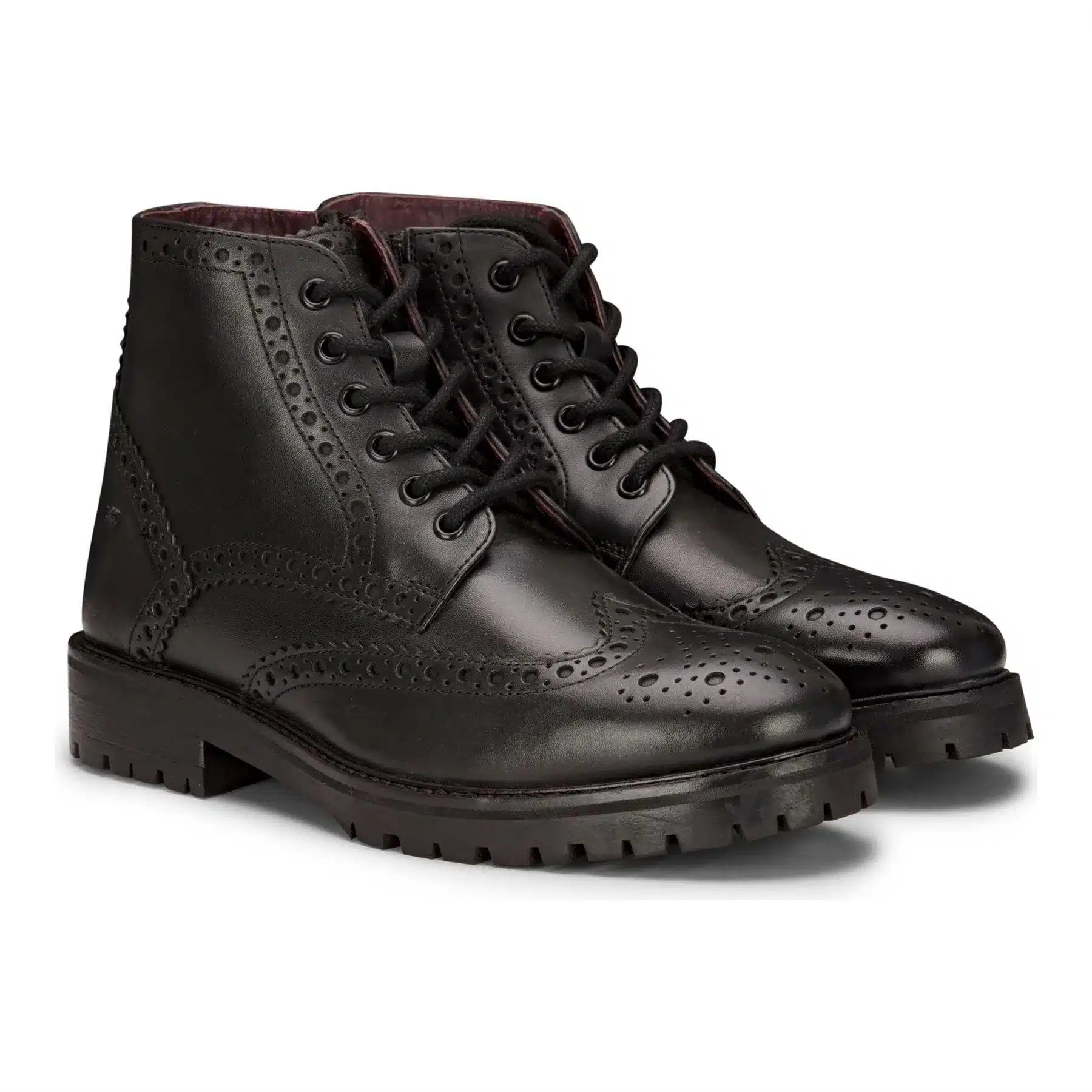 Muške vojne čizme s vezicama od prave kože, brogue, punk rock, crno-smeđe