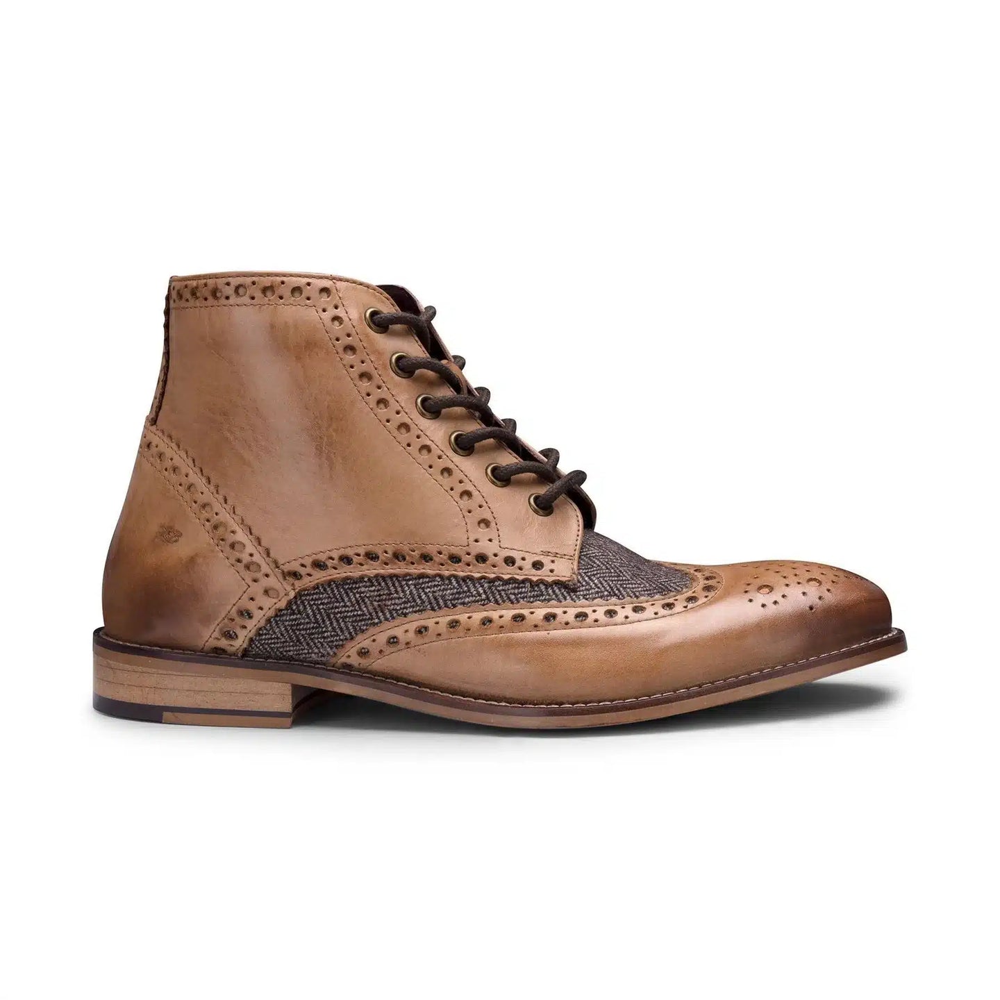 Muške vintage čizme od prave kože, brogue čizme od brušene kože i tvida s vezicama iz 1920-ih, elegantne formalne cipele