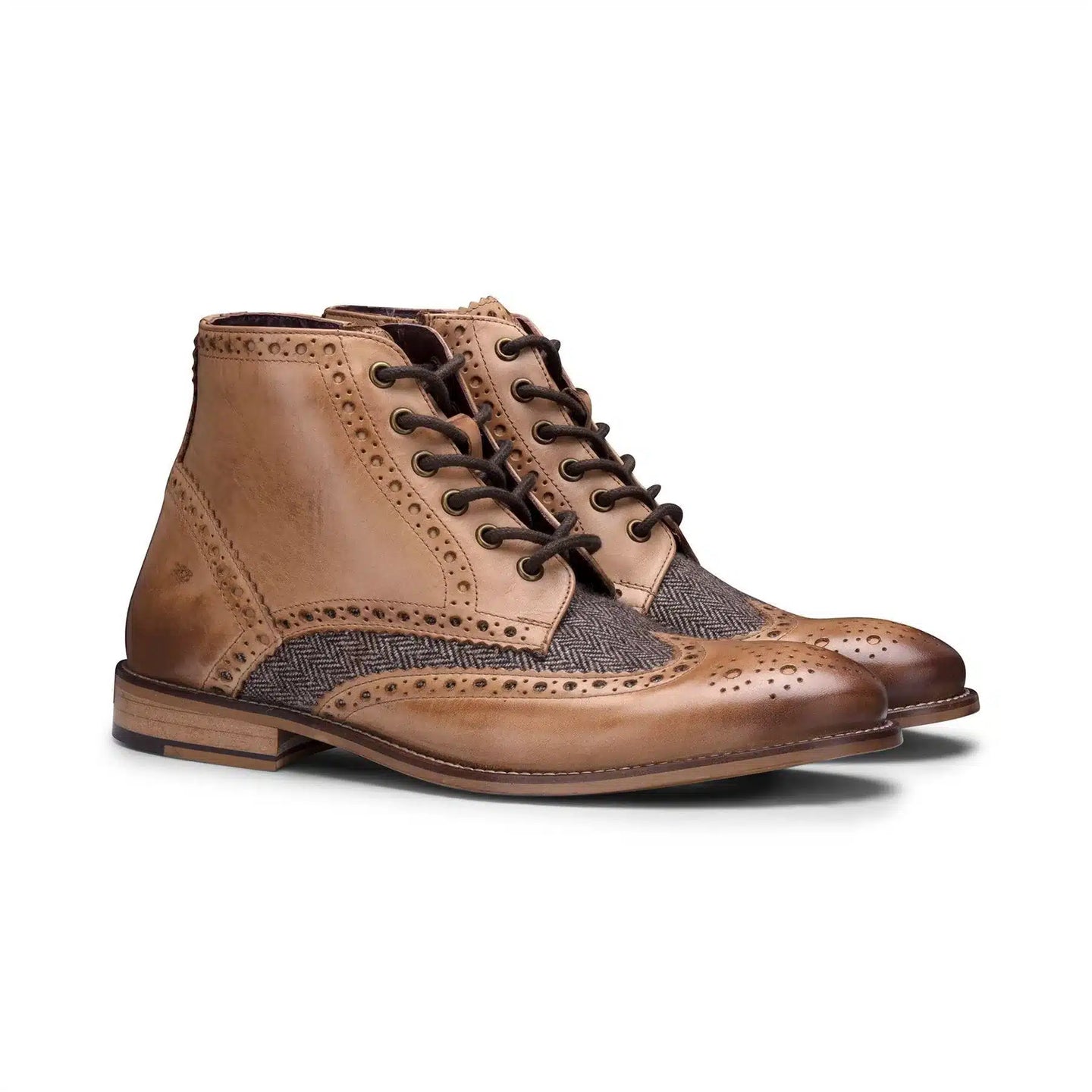 Muške vintage čizme od prave kože, brogue čizme od brušene kože i tvida s vezicama iz 1920-ih, elegantne formalne cipele