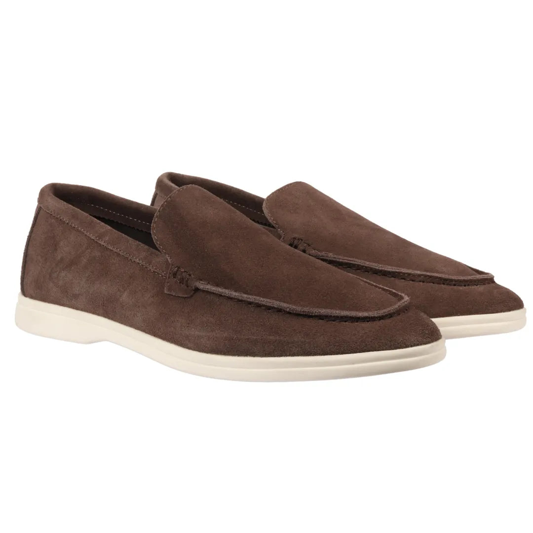 Muške smeđe mokasine od brušene kože slip-on udobnog kroja