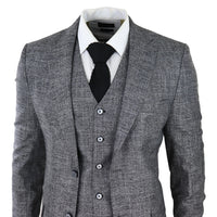 Muško odijelo od 3 dijela, sivo crno, teksturirano, krojeno, za vjenčanje, maturalnu večer, zabavu, elegantno, formalno