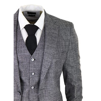 Muško odijelo od 3 dijela, sivo crno, teksturirano, krojeno, za vjenčanje, maturalnu večer, zabavu, elegantno, formalno