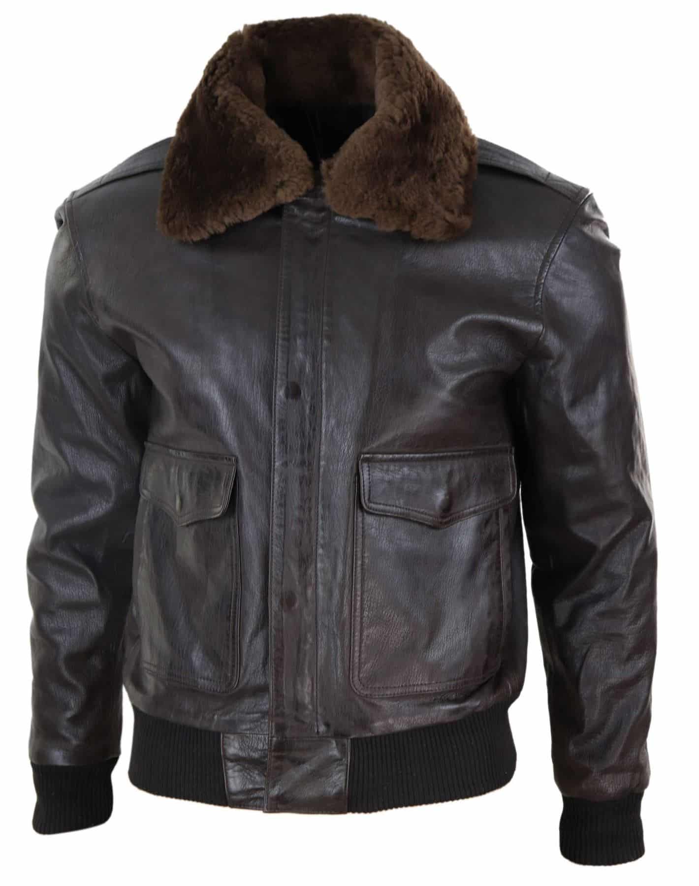 Muška smeđa kožna bomber jakna
