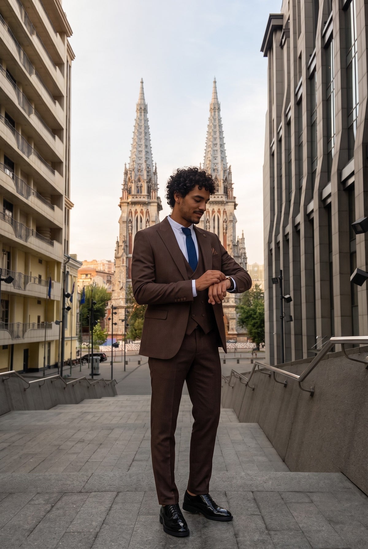 Look #305 styled with IM32 - Muško obično tamnosmeđe odijelo od 3 dijela