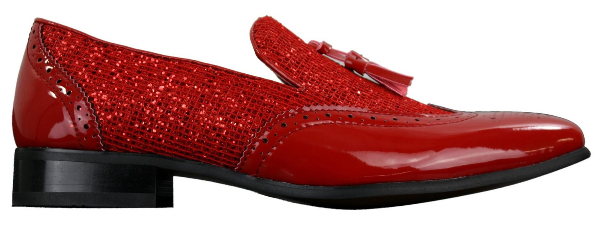 Muške elegantne cipele s resama, crvene, srebrne, crne, lakirane, bez rukava