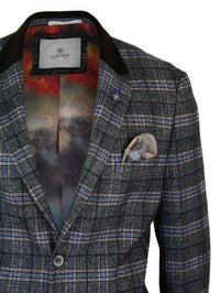 Cavani Archie - Muški vintage tweed blazer sako s kariranim uzorkom - crni