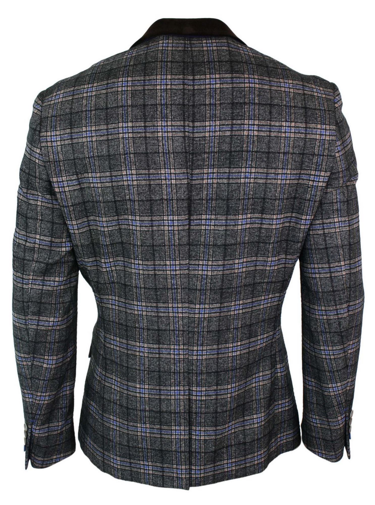 Cavani Archie - Muški vintage tweed blazer sako s kariranim uzorkom - crni