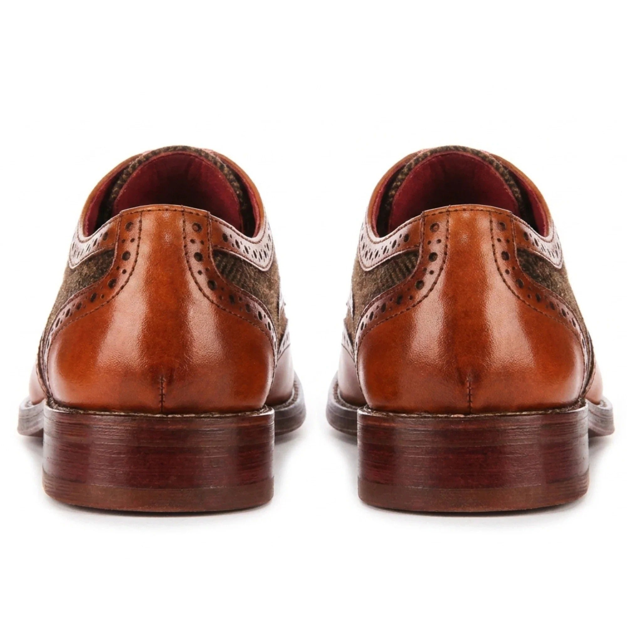 Arlo - Muške smeđe kožne tvid cipele brogue