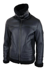 Muški kaput od ovčje kože s patentnim zatvaračem, leteća jakna, crna zimska topla krzna