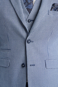 Baresi muško trodijelno sivo-mornarsko kontrastno klasično ljetno karirano odijelo