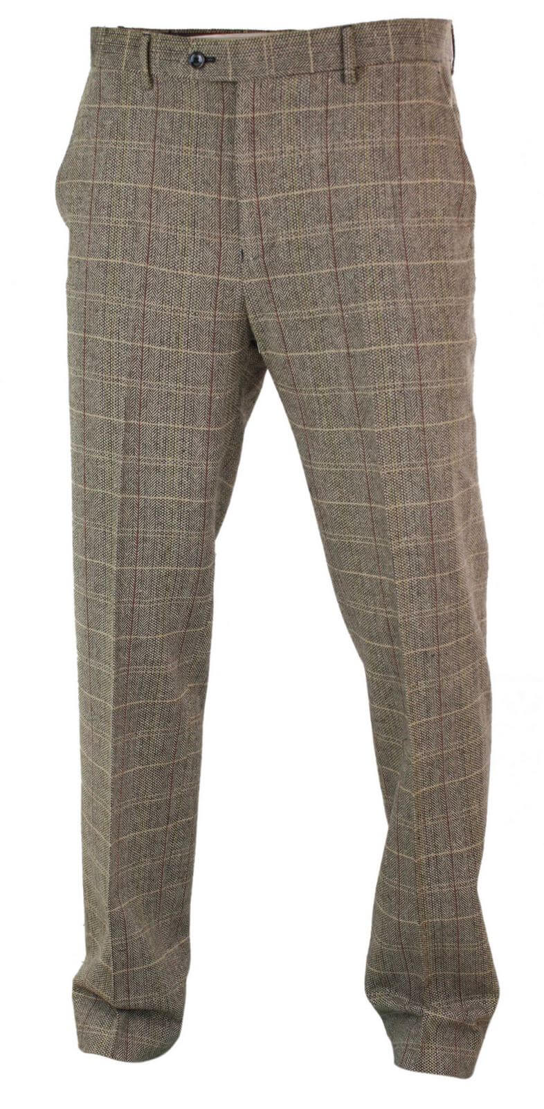 Muške hlače Peaky Blinders s tvid uzorkom riblje kosti, vunene vintage klasične