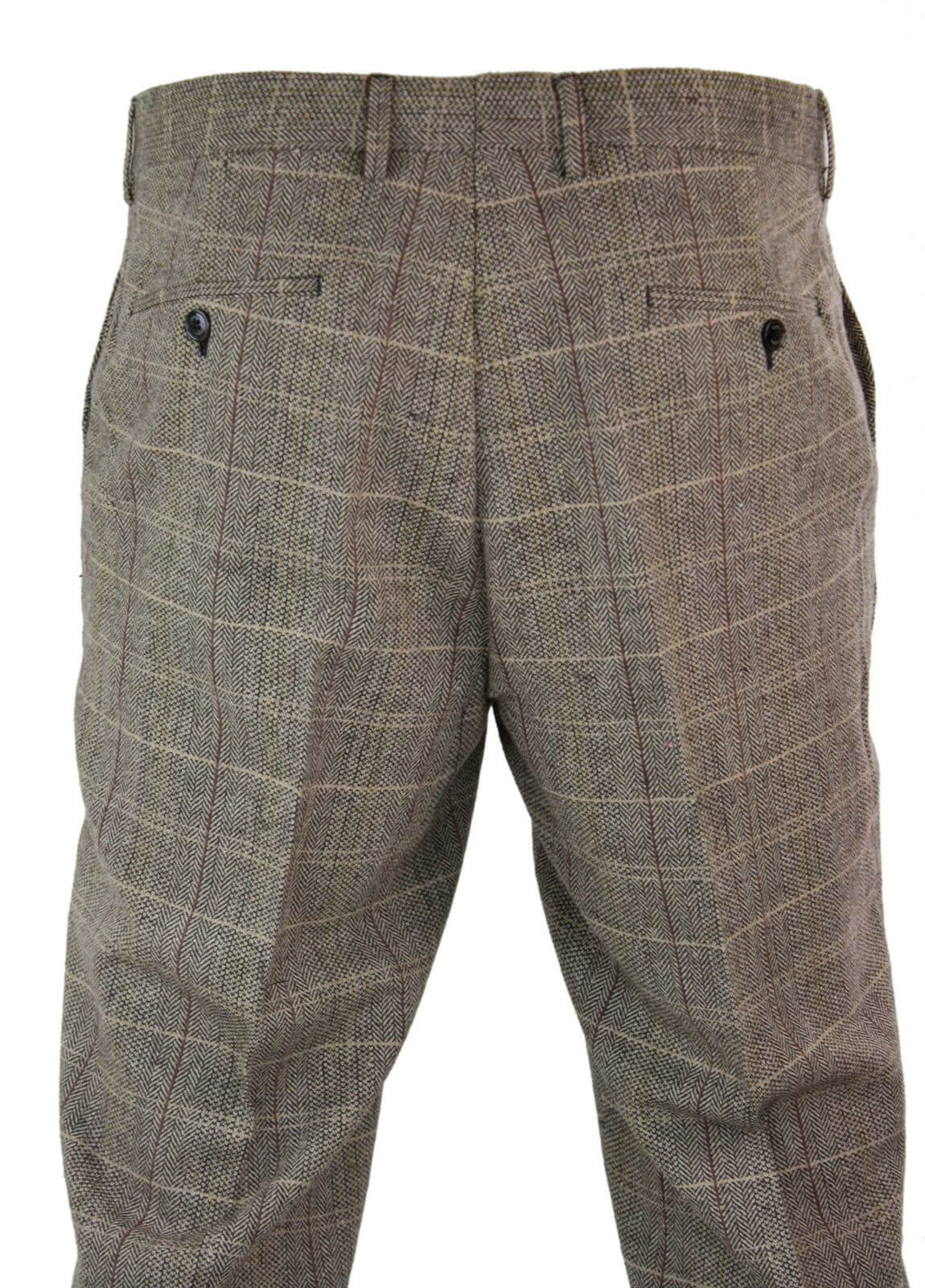 Muške hlače Peaky Blinders s tvid uzorkom riblje kosti, vunene vintage klasične