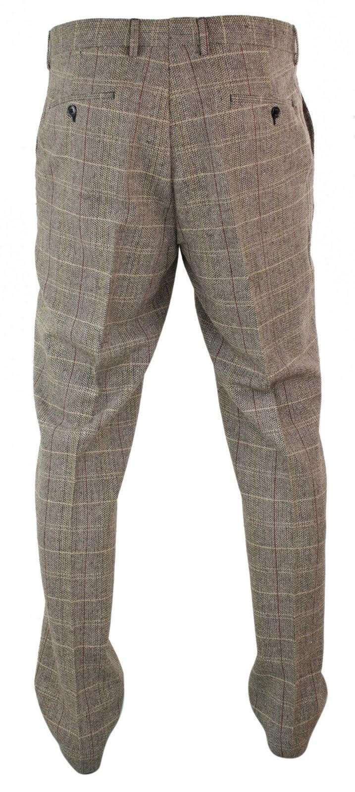 Muške hlače Peaky Blinders s tvid uzorkom riblje kosti, vunene vintage klasične