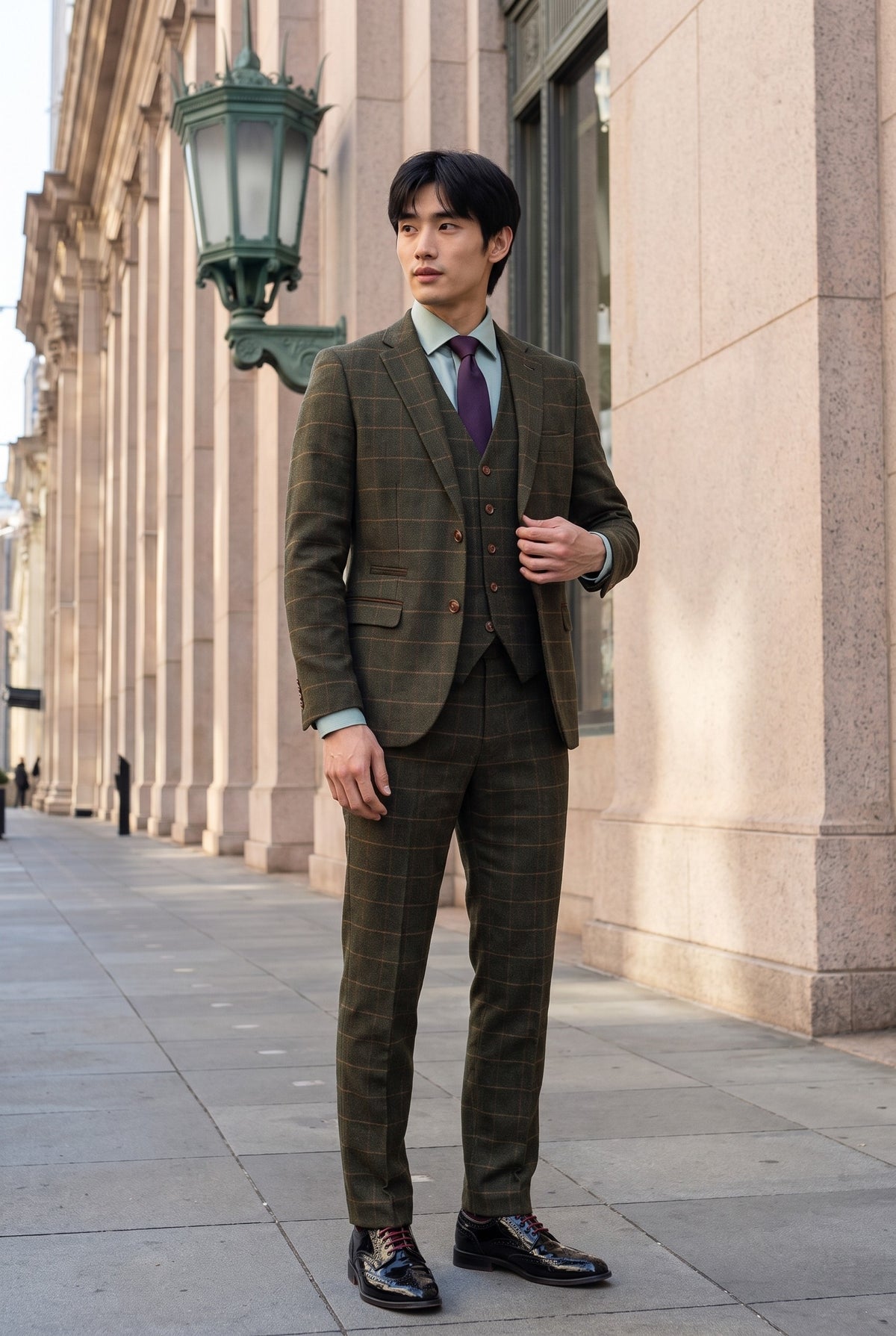 Look #509 styled with Harris - Zeleno muško odijelo od tvida s 3 dijela
