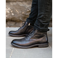 Beau - Muške crne kožne Chelsea čizme s vezicama i bočnim patentnim zatvaračem