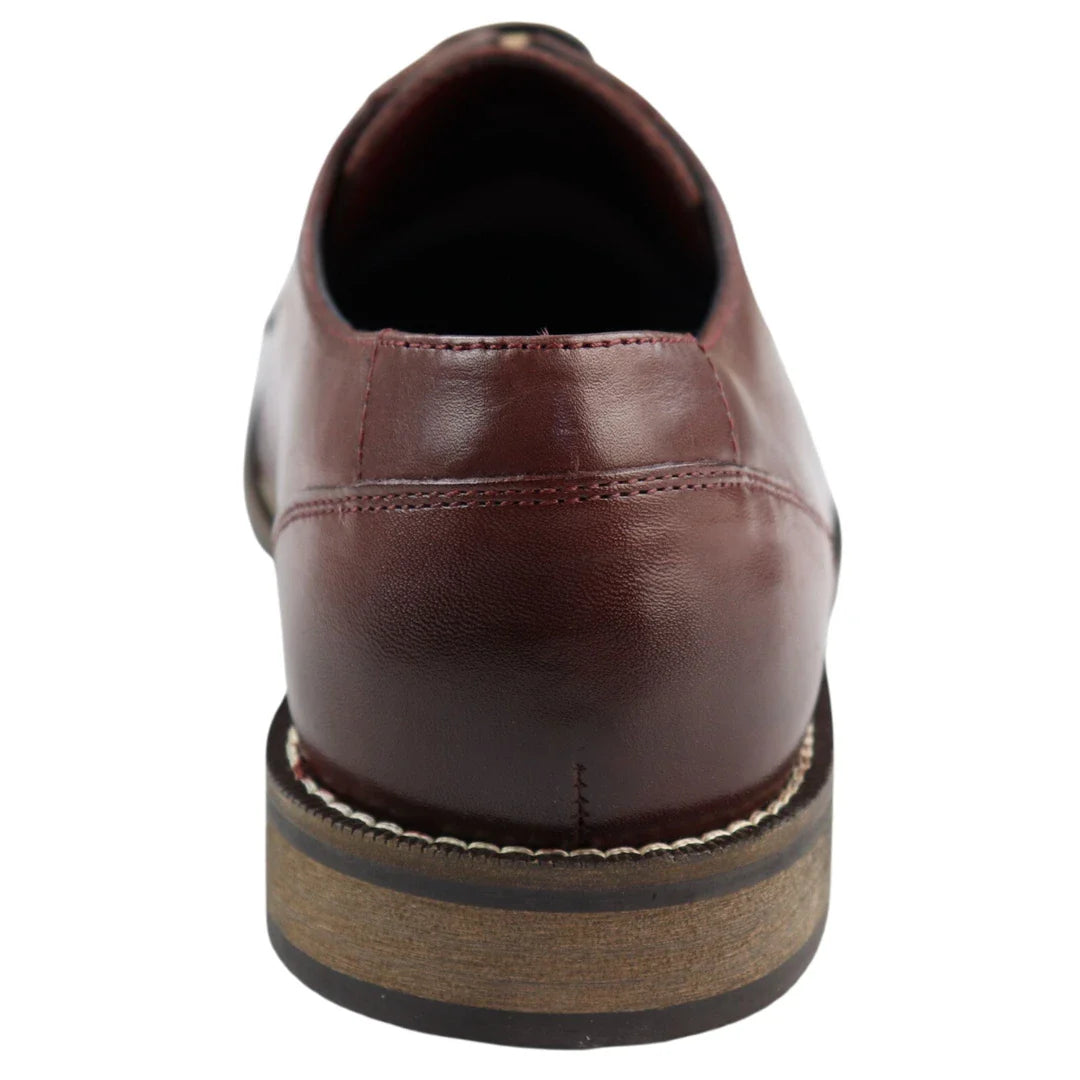 Muške prave kožne crne derby cipele s rupicama, elegantne i ležerne, bordo boje, klasične, vintage