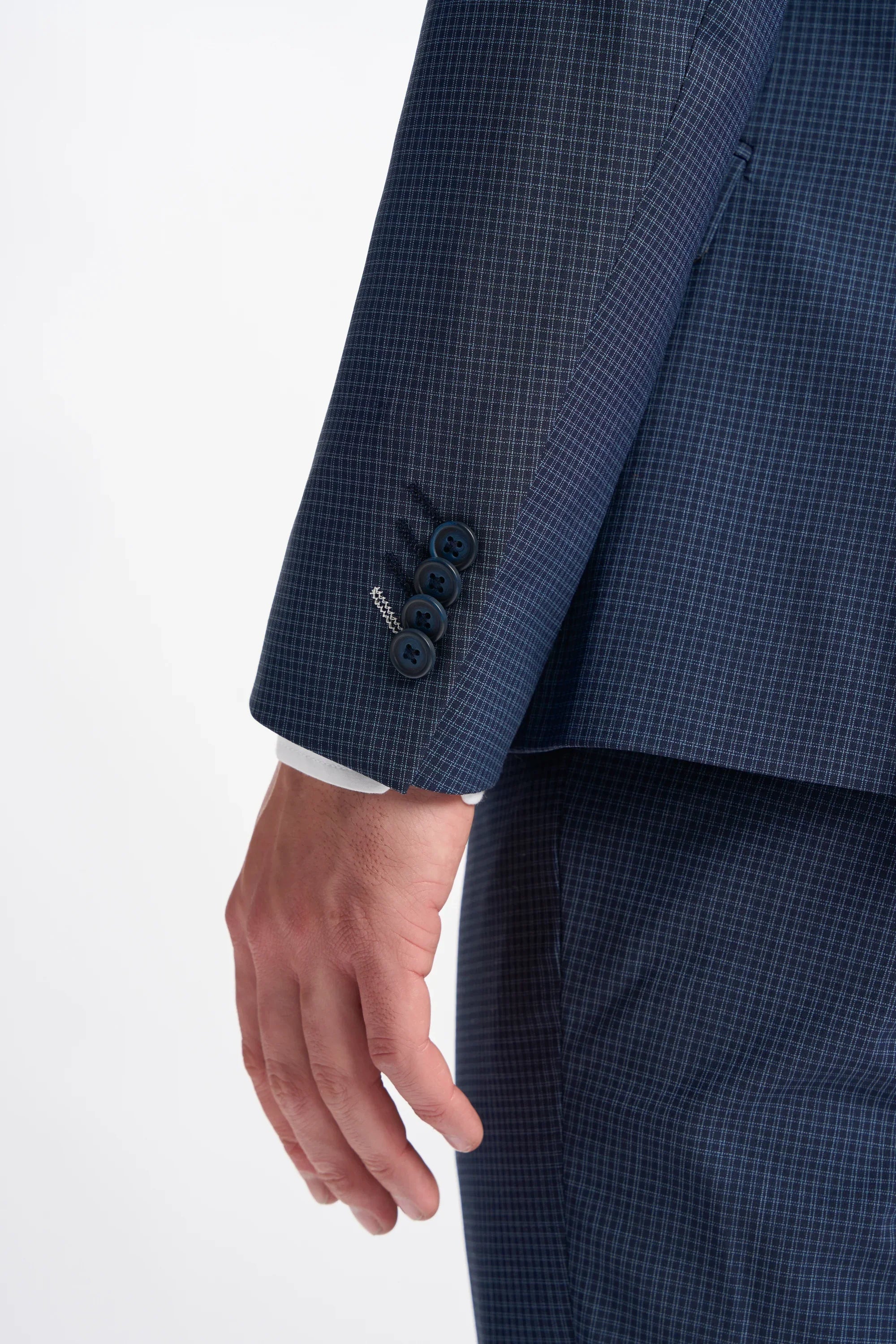 Bond - Muški mornarsko plavi karirani sako s dvostrukim kopčanjem