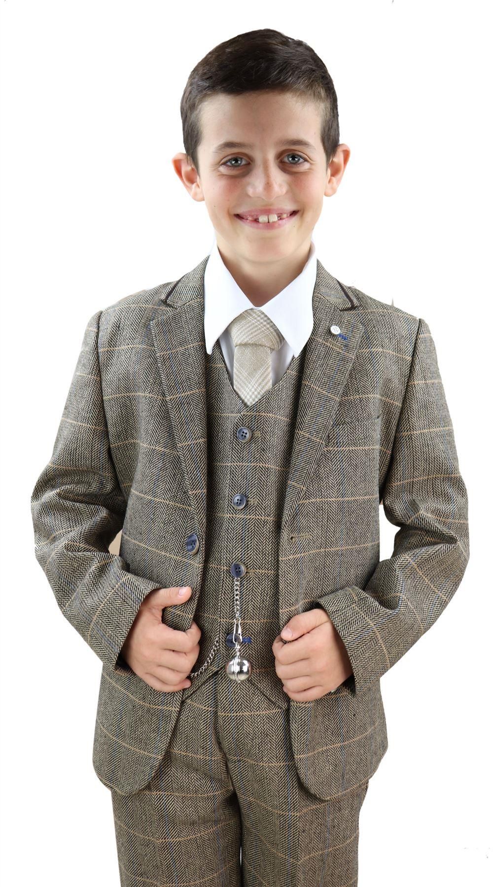 Dječačko smeđe-smeđe tvidasto odijelo od 3 dijela - Peaky Blinders Suit Albert